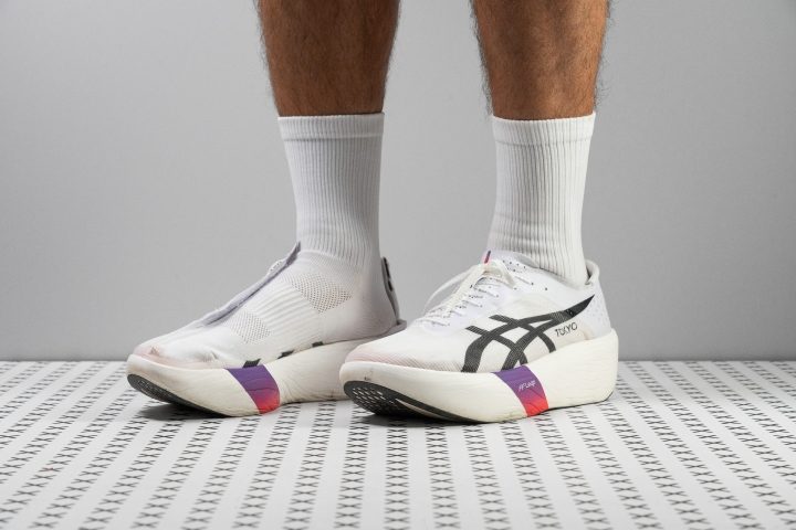 ASICS Metaspeed Ray ultralight road racing shoe shown from the lateral side