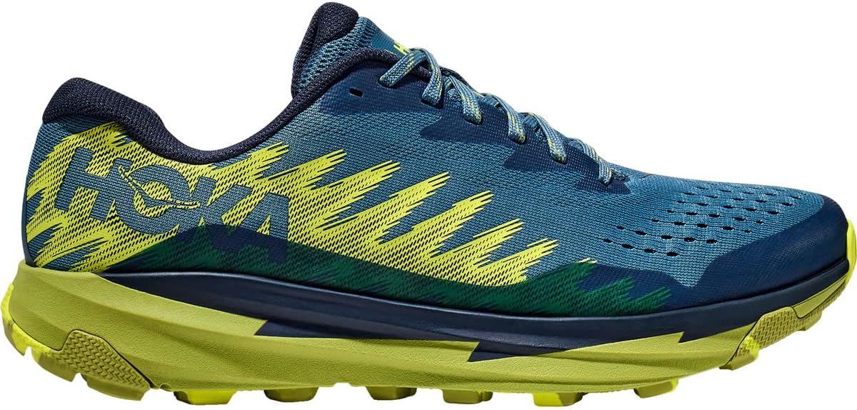 Blue HOKA Torrent 3 trail running shoe in side view