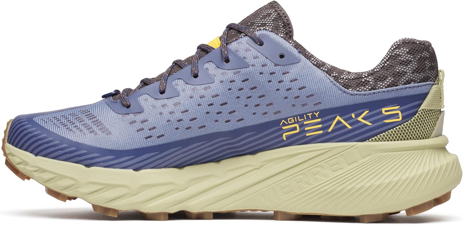 Merrell Agility Peak 5 cushioned trail running shoe in side view