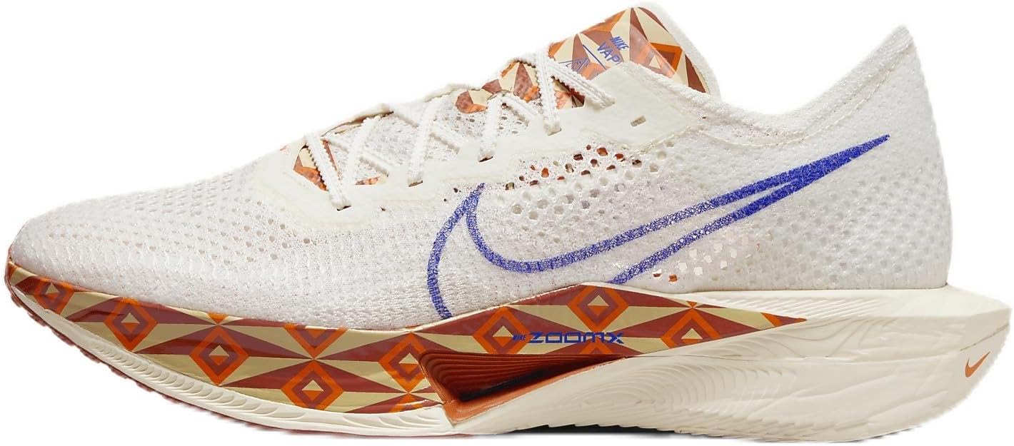 White Nike Vaporfly 3 road racing shoe shown from the lateral side