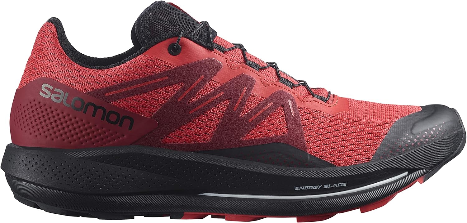 White Salomon Pulsar Trail Pro 2 plated trail running shoe in side view