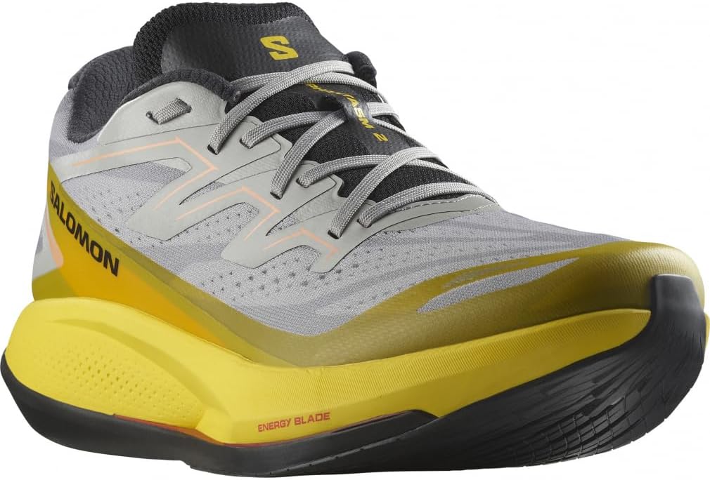White and red Salomon S/Lab Phantasm 2 carbon road racing shoe in side view