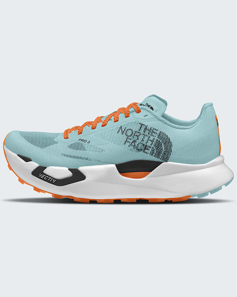 White The North Face Summit VECTIV Pro 3 trail racing shoe in side profile
